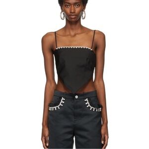 Area Handkerchief Tie Black Top Embellished